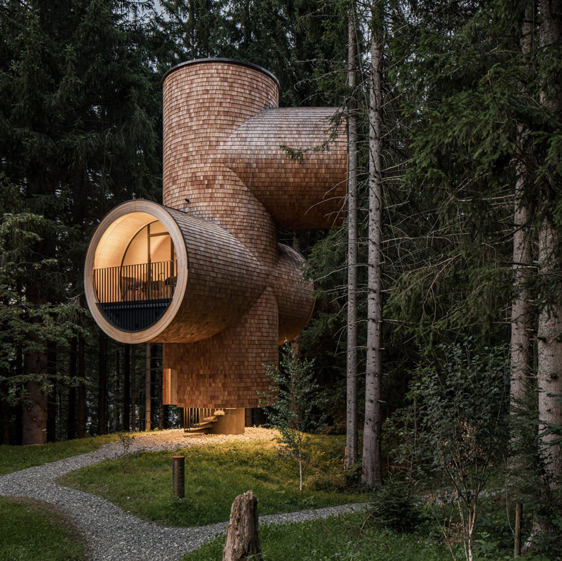 bert studio precht architecture modular treehouse baumhaus austria